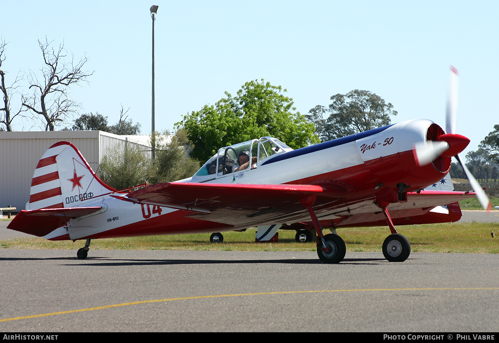 Aircraft Photo of VH-BYJ / 04 red | Yakovlev Yak-50 | Soviet Union - Air Force | AirHistory.net #34598