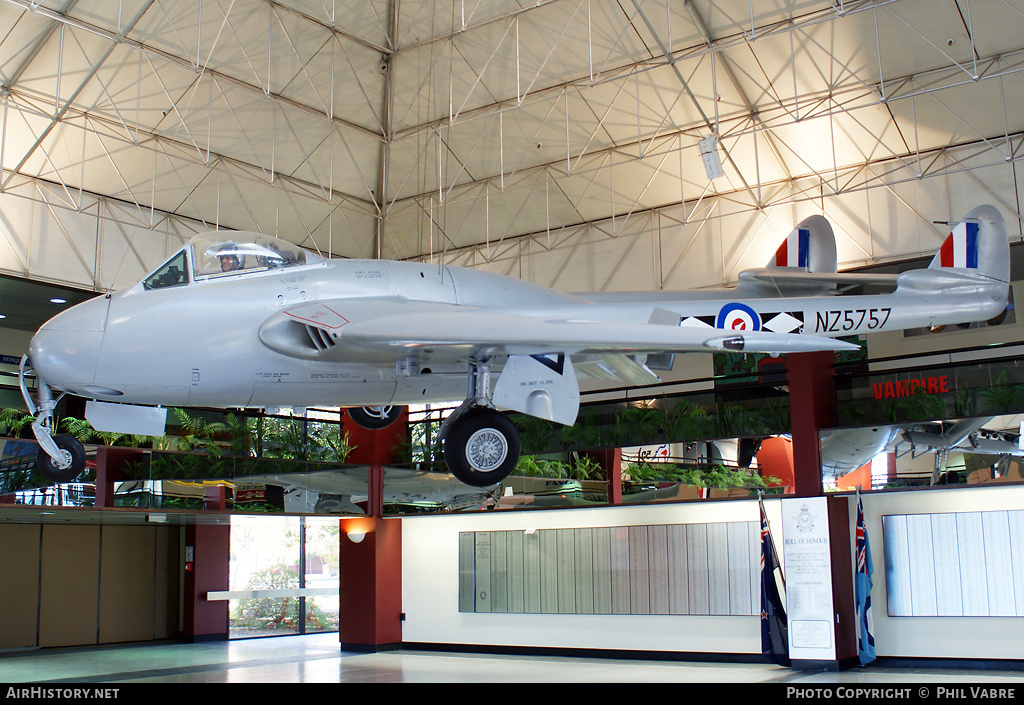 Aircraft Photo of NZ5757 | De Havilland D.H. 100 Vampire FB5 | New Zealand - Air Force | AirHistory.net #35596