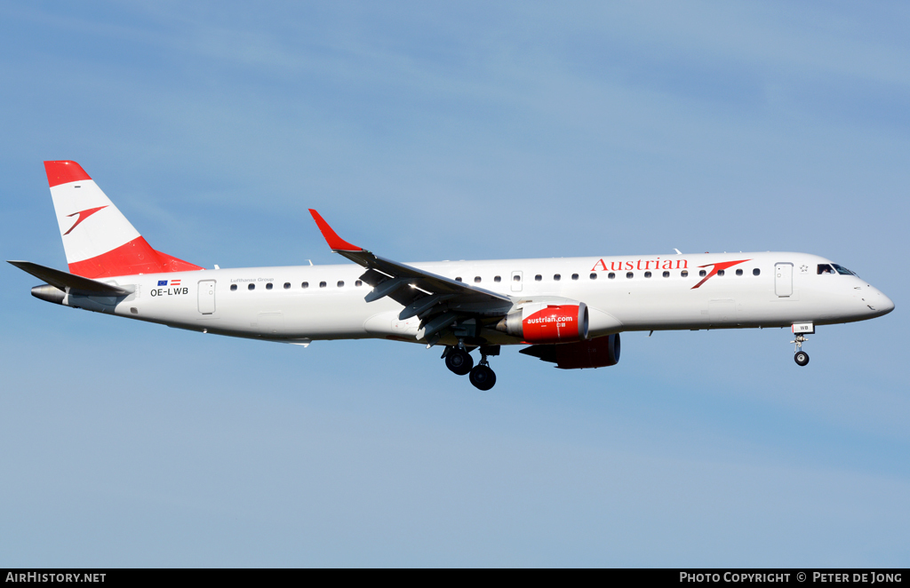 Aircraft Photo of OE-LWB | Embraer 195LR (ERJ-190-200LR) | Austrian Airlines | AirHistory.net #35852