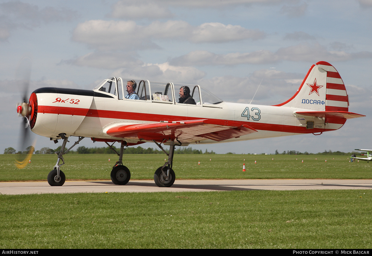 Aircraft Photo of G-BWSV / 43 blue | Yakovlev Yak-52 | Soviet Union - Air Force | AirHistory.net #36991