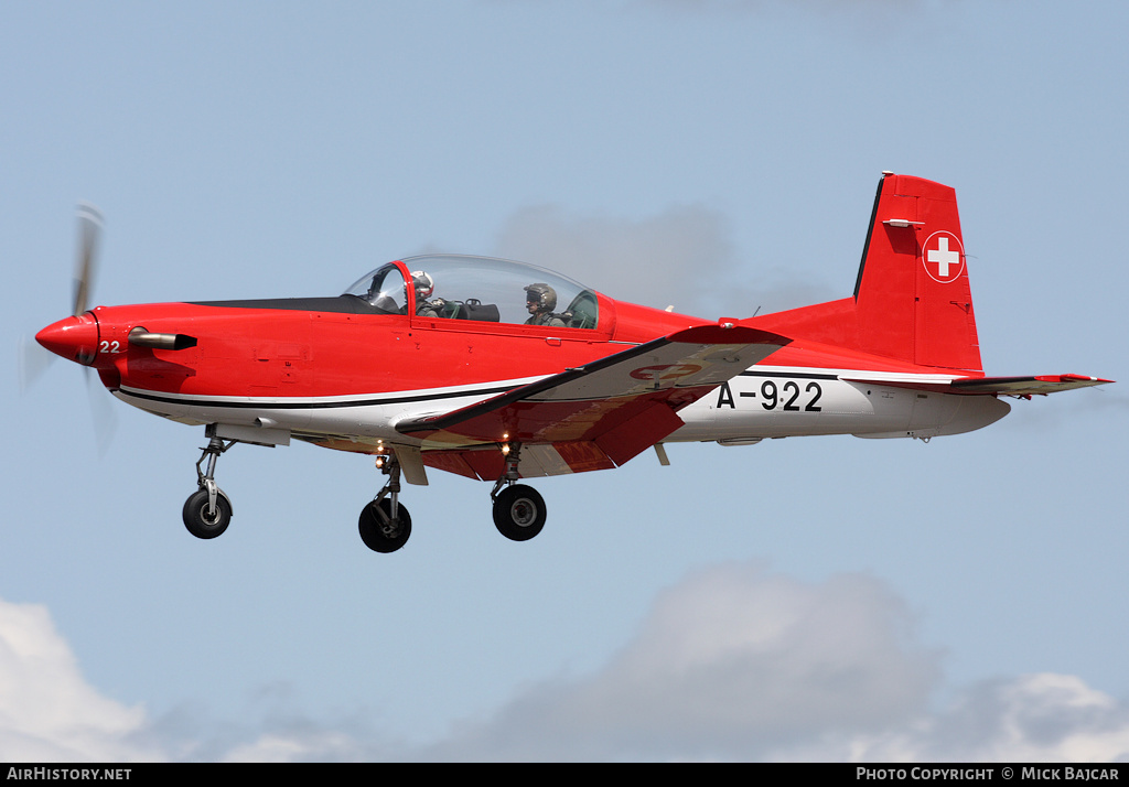 Aircraft Photo of A-922 | Pilatus NCPC-7 | Switzerland - Air Force | AirHistory.net #37242