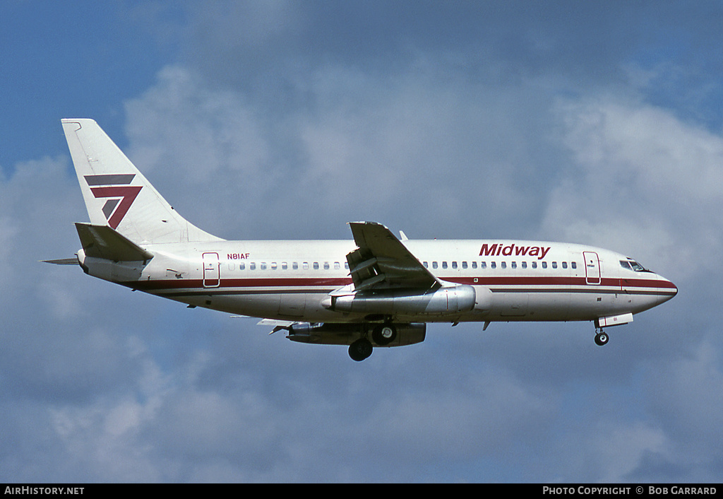 Aircraft Photo of N81AF | Boeing 737-2T4/Adv | Midway Airlines | AirHistory.net #39815