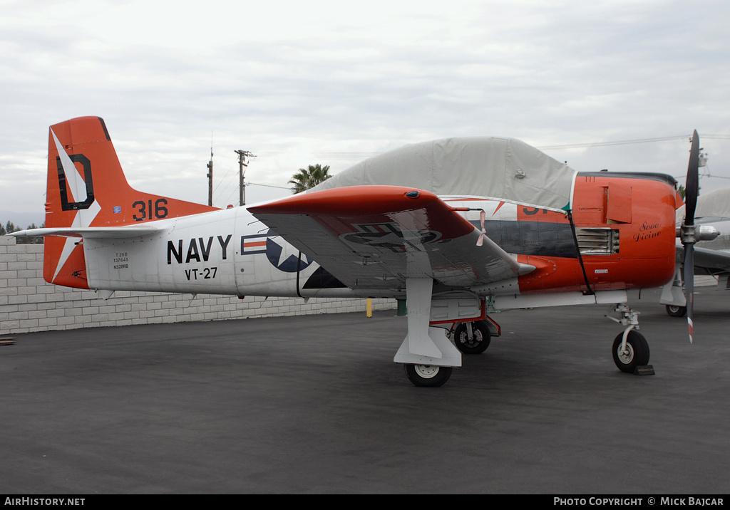 Aircraft Photo of N328RB / 137645 | North American T-28B Trojan | USA - Navy | AirHistory.net #39975