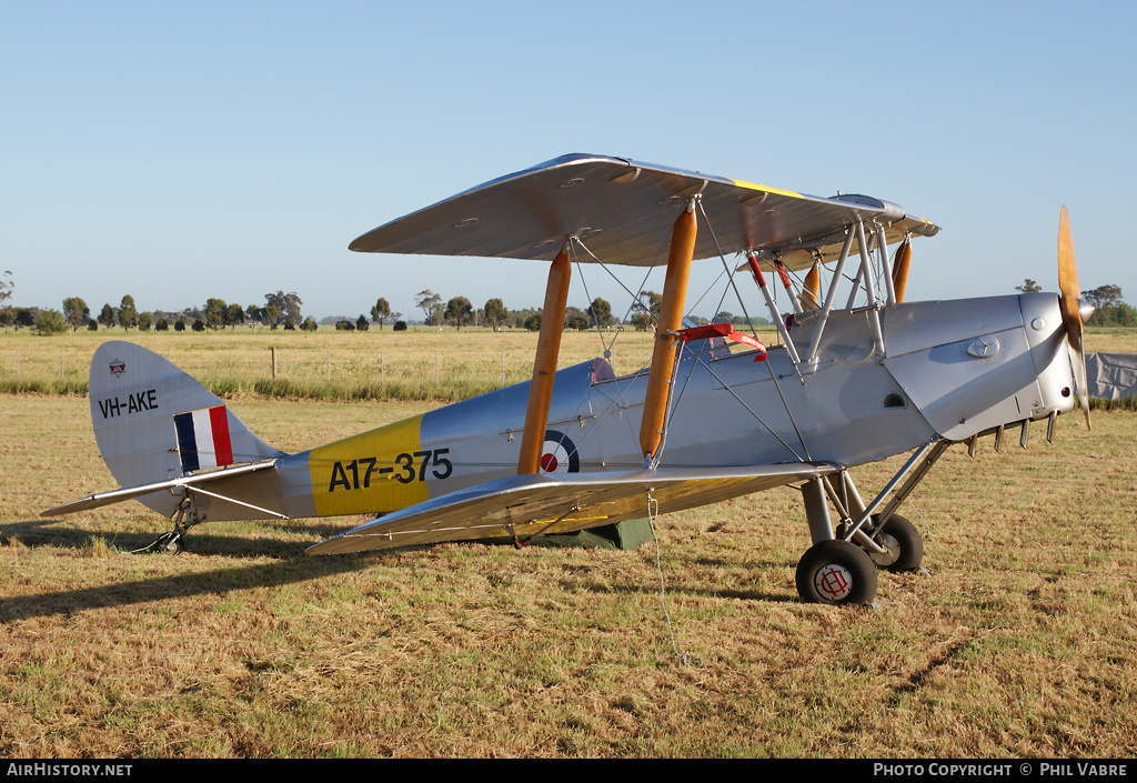 Aircraft Photo of VH-AKE / A17-375 | De Havilland D.H. 82A Tiger Moth | Australia - Air Force | AirHistory.net #40336