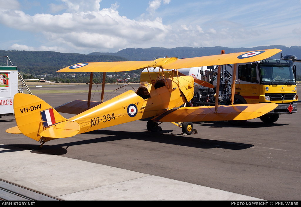 Aircraft Photo of VH-DHV / A17-394 | De Havilland D.H. 82A Tiger Moth | Australia - Air Force | AirHistory.net #40479