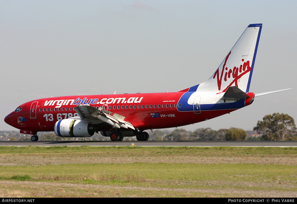 Aircraft Photo of VH-VBK | Boeing 737-7Q8 | Virgin Blue Airlines | AirHistory.net #41045