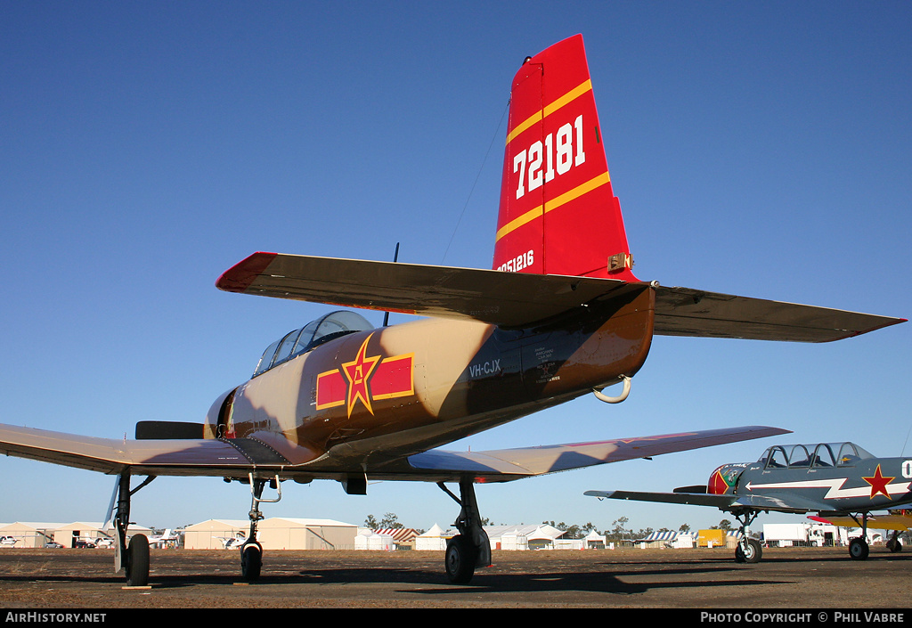 Aircraft Photo of VH-CJX / 72181 | Nanchang CJ-6A | China - Air Force | AirHistory.net #42479