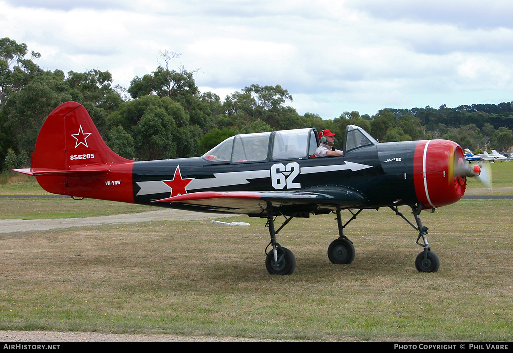 Aircraft Photo of VH-YRW / 62 white | Yakovlev Yak-52 | Soviet Union - Air Force | AirHistory.net #42528