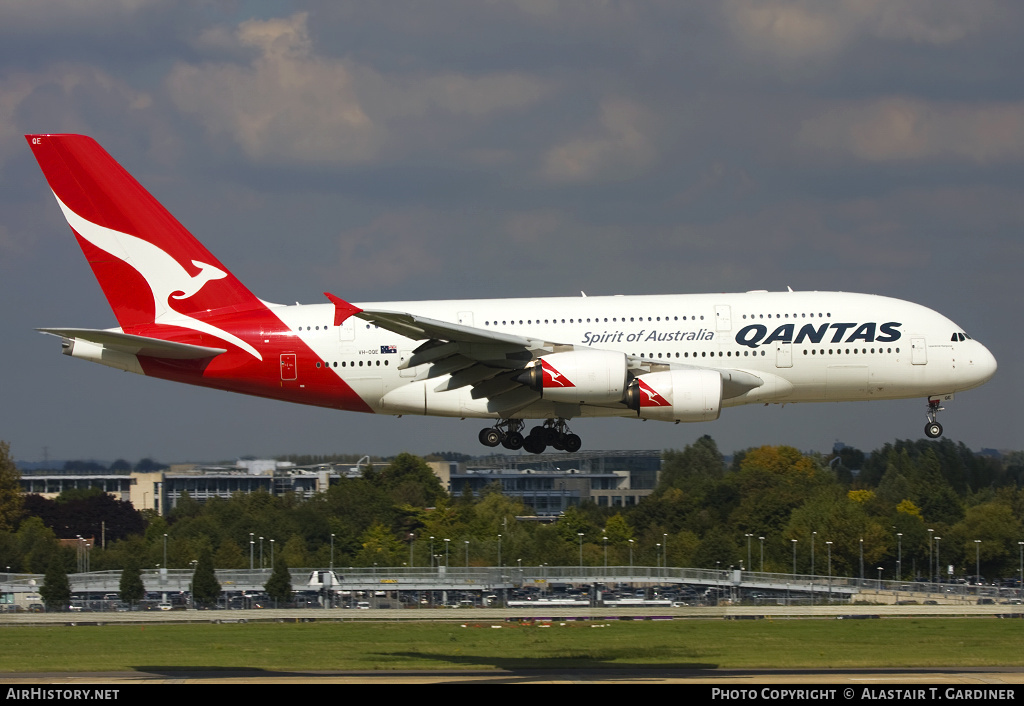 Aircraft Photo of VH-OQE | Airbus A380-842 | Qantas | AirHistory.net #42536