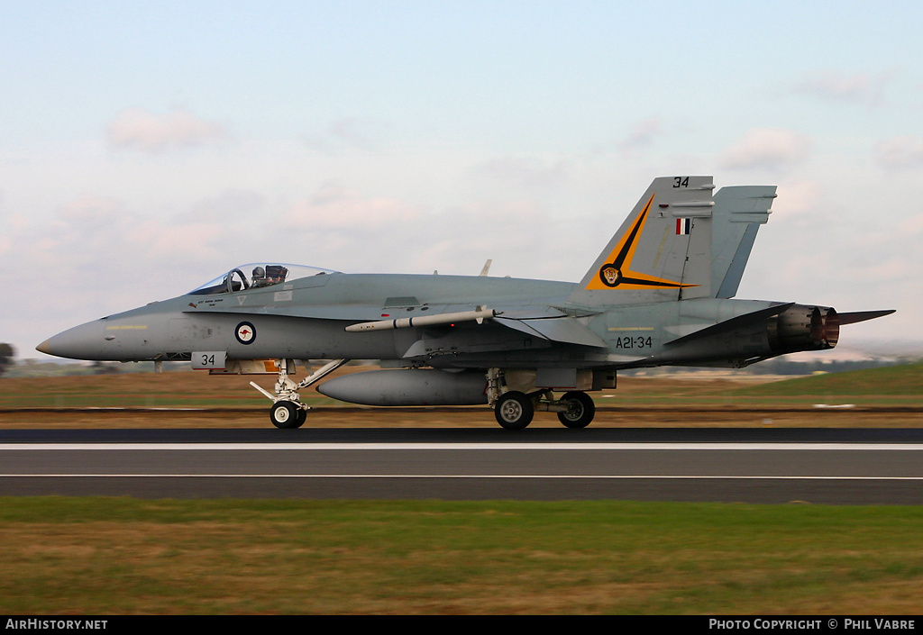 Aircraft Photo of A21-34 | McDonnell Douglas F/A-18A Hornet | Australia - Air Force | AirHistory.net #43456
