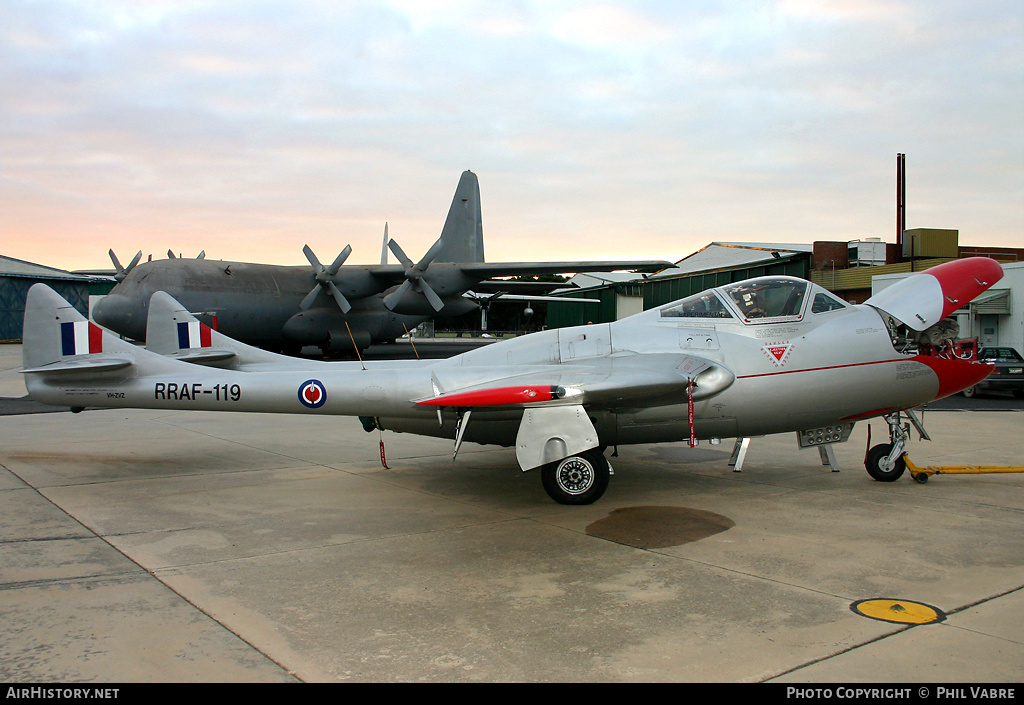 Aircraft Photo of VH-ZVZ / RRAF-119 | De Havilland D.H. 115 Vampire T11 | Rhodesia - Air Force | AirHistory.net #43784