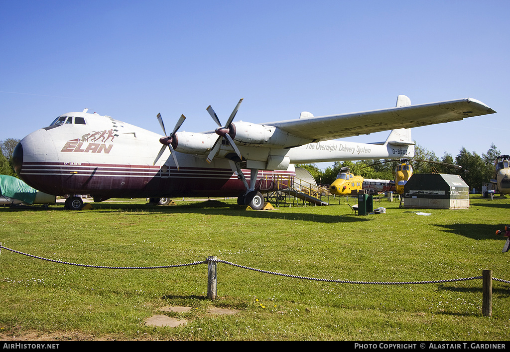 Aircraft Photo of G-BEOZ | Armstrong Whitworth AW-650 Argosy 101 | Elan Overnight Delivery System | AirHistory.net #45225