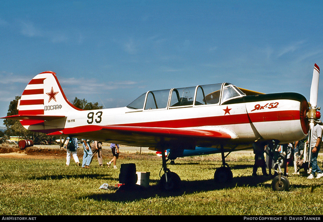 Aircraft Photo of VH-YYK | Yakovlev Yak-52 | Soviet Union - Air Force | AirHistory.net #45442