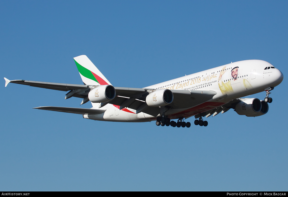 Aircraft Photo of A6-EUA | Airbus A380-861 | Emirates | AirHistory.net #45552