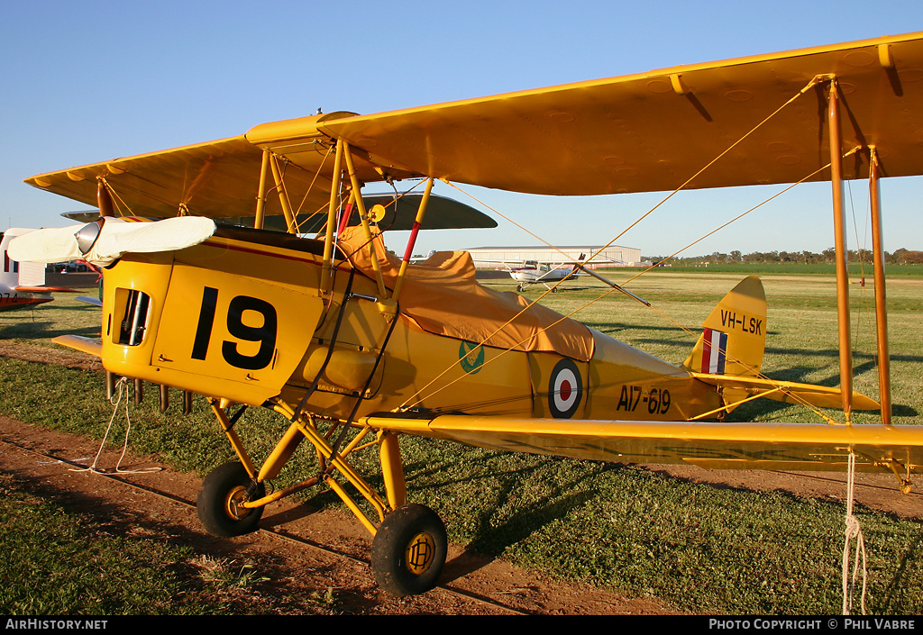 Aircraft Photo of VH-LSK / A17-619 | De Havilland D.H. 82A Tiger Moth | Australia - Air Force | AirHistory.net #45641