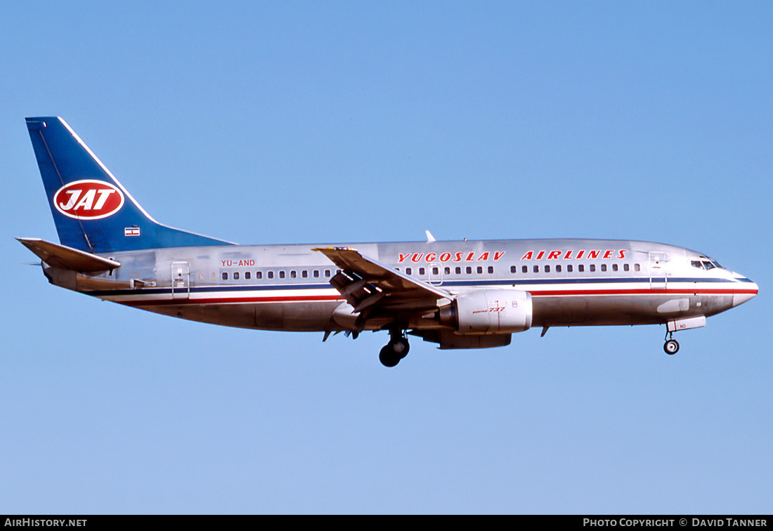 Aircraft Photo of YU-AND | Boeing 737-3H9 | JAT Yugoslav Airlines - Jugoslovenski Aerotransport | AirHistory.net #45666