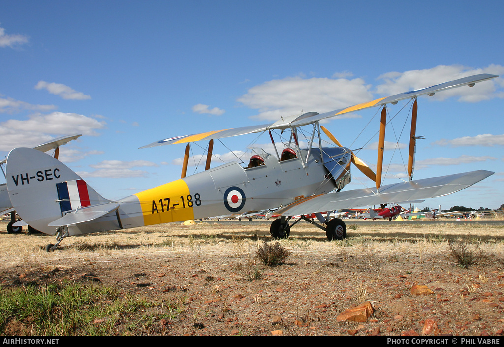 Aircraft Photo of VH-SEC / A17-188 | De Havilland D.H. 82A Tiger Moth | Australia - Air Force | AirHistory.net #46077