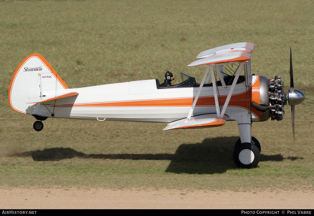 Aircraft Photo of VH-RAC | Boeing PT-17/R985 Kaydet (A75N1) | AirHistory.net #46266