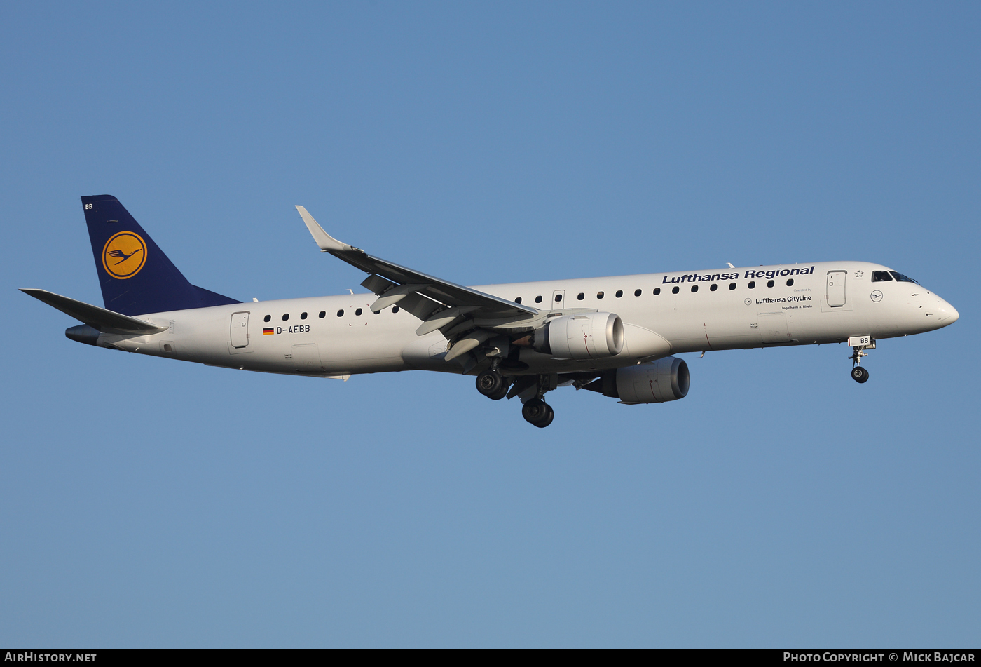 Aircraft Photo of D-AEBB | Embraer 195LR (ERJ-190-200LR) | Lufthansa Regional | AirHistory.net #47659