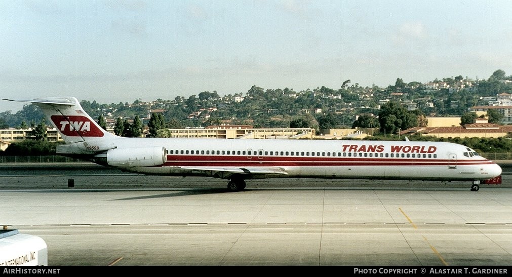 Aircraft Photo of N959U | McDonnell Douglas MD-82 (DC-9-82) | Trans World Airlines - TWA | AirHistory.net #51865