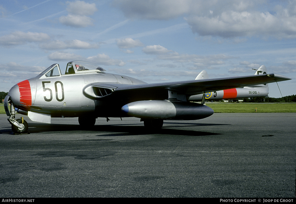 Aircraft Photo of SE-DXS | De Havilland D.H. 100 Vampire FB6 | Sweden - Air Force | AirHistory.net #52903