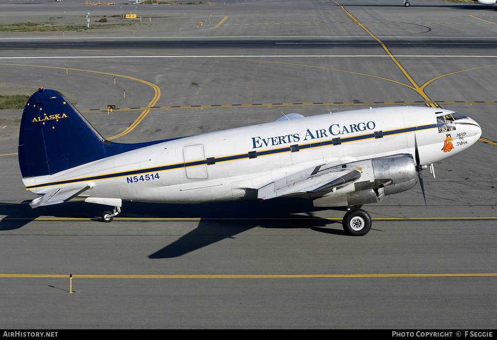 Aircraft Photo of N54514 | Curtiss C-46D Commando | Everts Air Cargo | AirHistory.net #54251