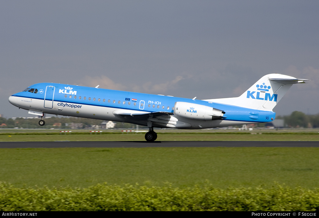 Aircraft Photo of PH-JCH | Fokker 70 (F28-0070) | KLM Cityhopper | AirHistory.net #54252