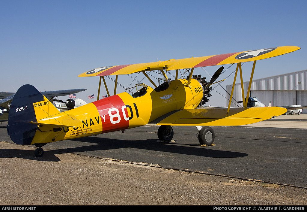 Aircraft Photo of N48182 | Stearman N2S-1 Kaydet (A75N1) | Commemorative Air Force | USA - Navy | AirHistory.net #54316