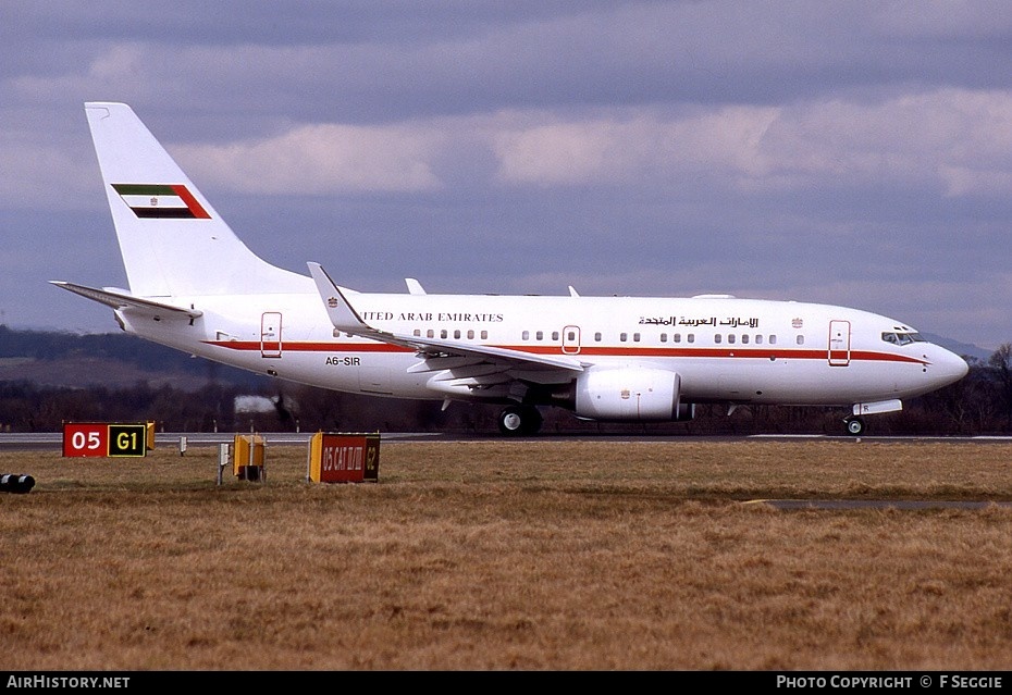 Aircraft Photo of A6-SIR | Boeing 737-7Z5 BBJ | United Arab Emirates Government | AirHistory.net #54808