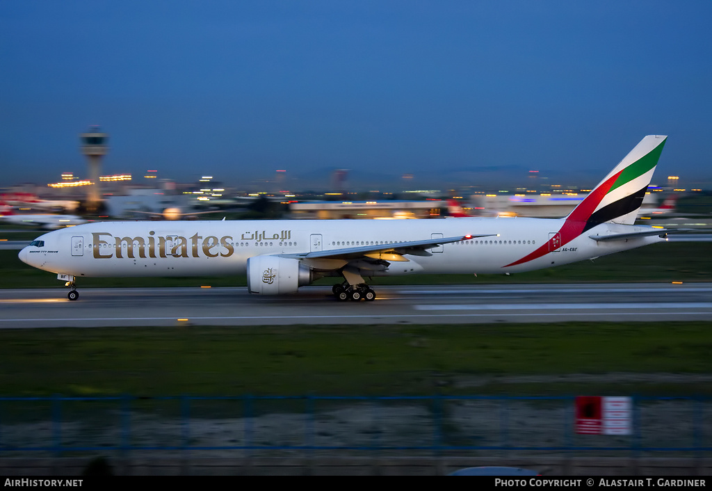 Aircraft Photo of A6-EBF | Boeing 777-31H/ER | Emirates | AirHistory.net #55550