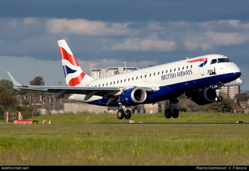 Aircraft Photo of G-LCYN | Embraer 190SR (ERJ-190-100SR) | British Airways | AirHistory.net #56523