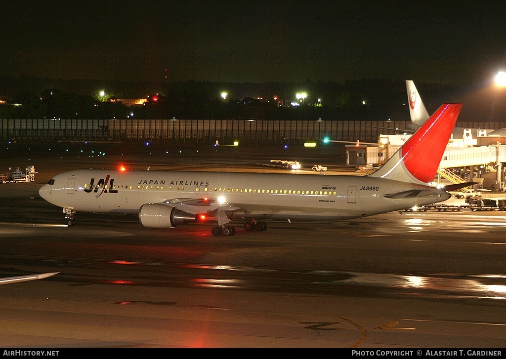 Aircraft Photo of JA8980 | Boeing 767-346 | Japan Airlines - JAL | AirHistory.net #57007