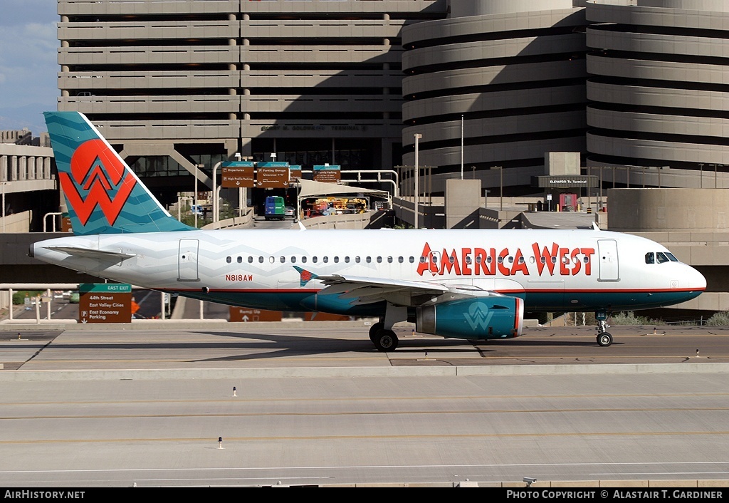 Aircraft Photo of N818AW | Airbus A319-132 | America West Airlines | AirHistory.net #57140