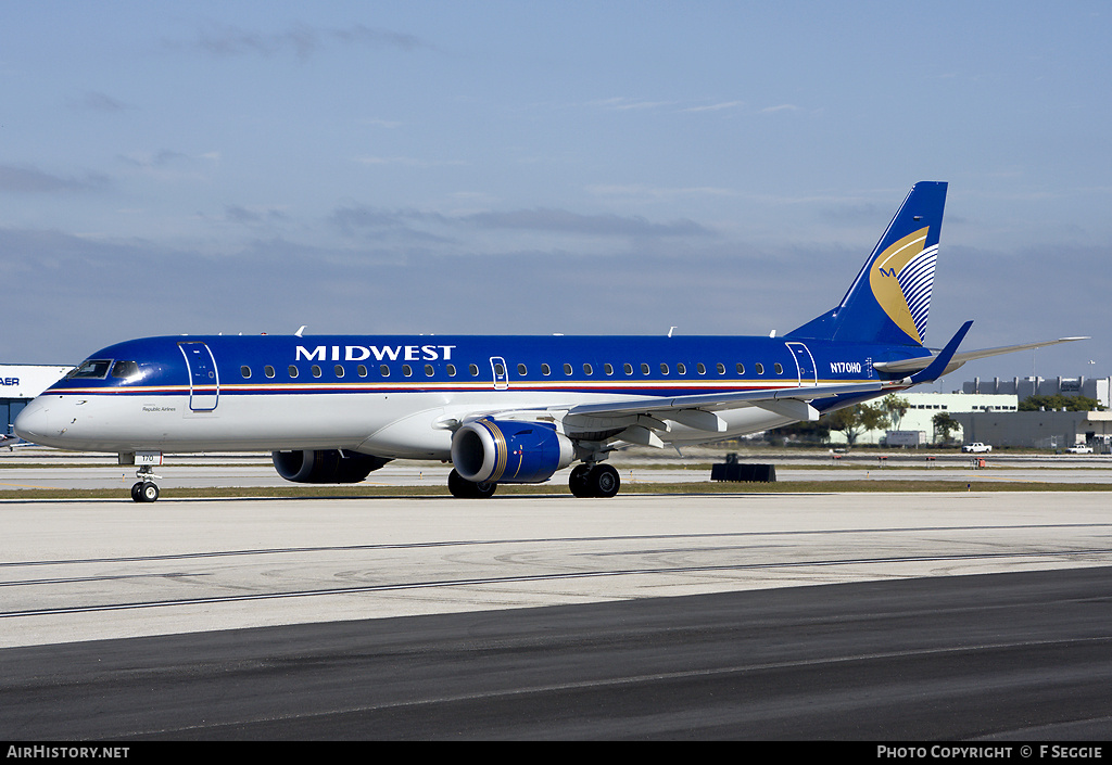 Aircraft Photo of N170HQ | Embraer 190AR (ERJ-190-100IGW) | Midwest Airlines | AirHistory.net #58081