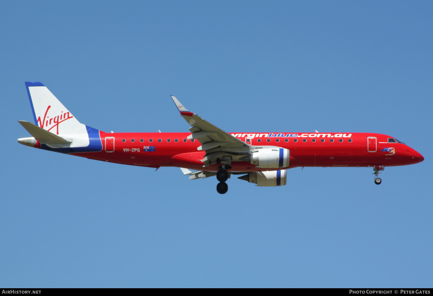 Aircraft Photo of VH-ZPG | Embraer 190AR (ERJ-190-100IGW) | Virgin Blue Airlines | AirHistory.net #58315