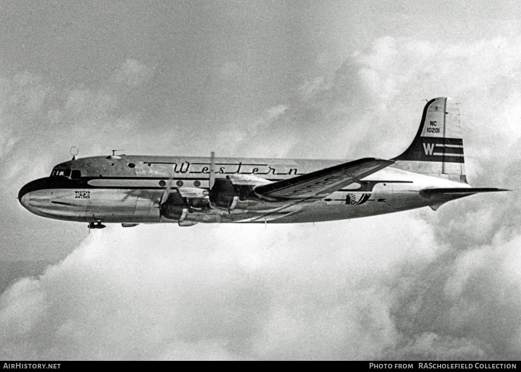 Aircraft Photo of NC10201 | Douglas DC-4-1009 | Western Air Lines | AirHistory.net #58388