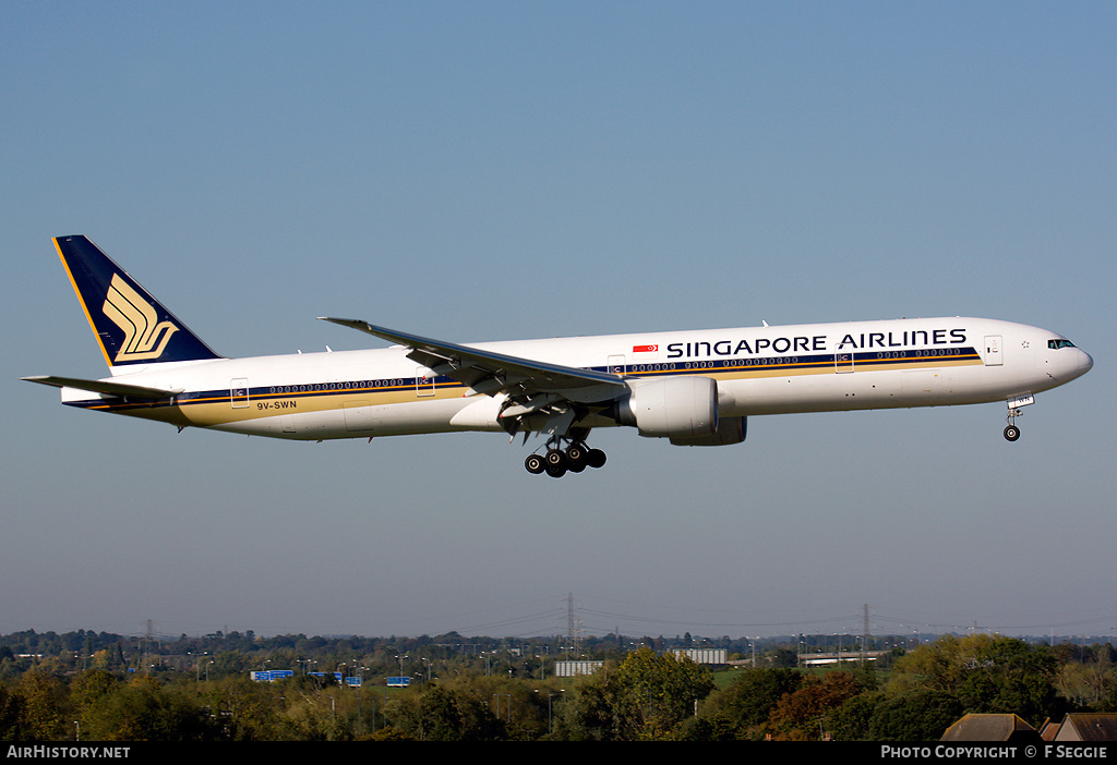 Aircraft Photo of 9V-SWN | Boeing 777-312/ER | Singapore Airlines | AirHistory.net #58993