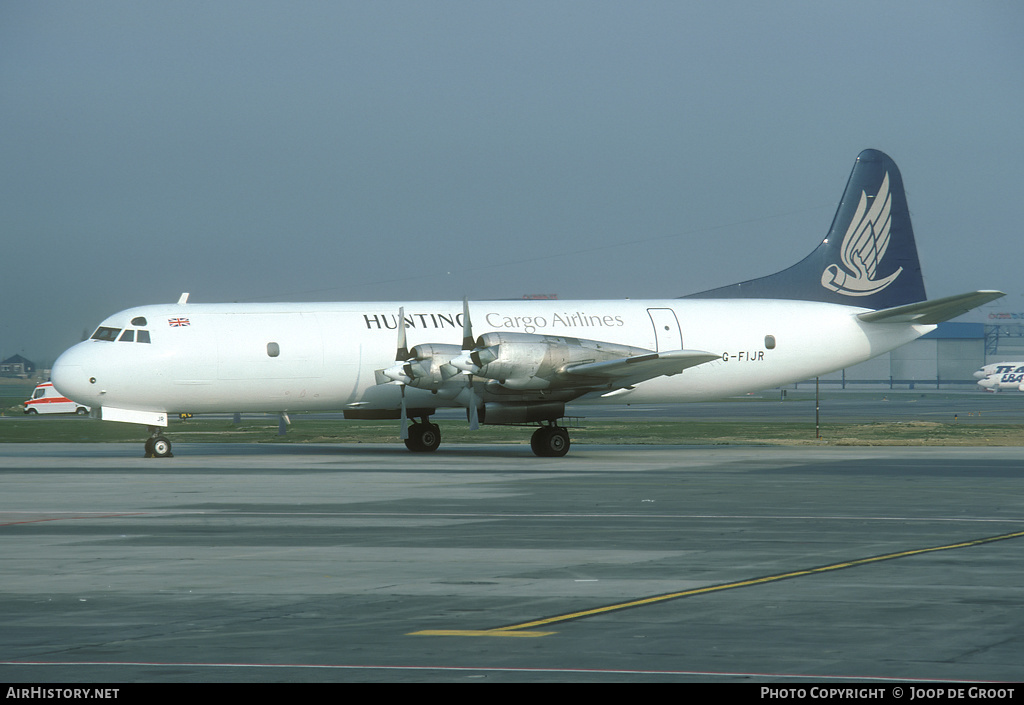 Aircraft Photo of G-FIJR | Lockheed L-188C(PF) Electra | Hunting Cargo Airlines | AirHistory.net #59085