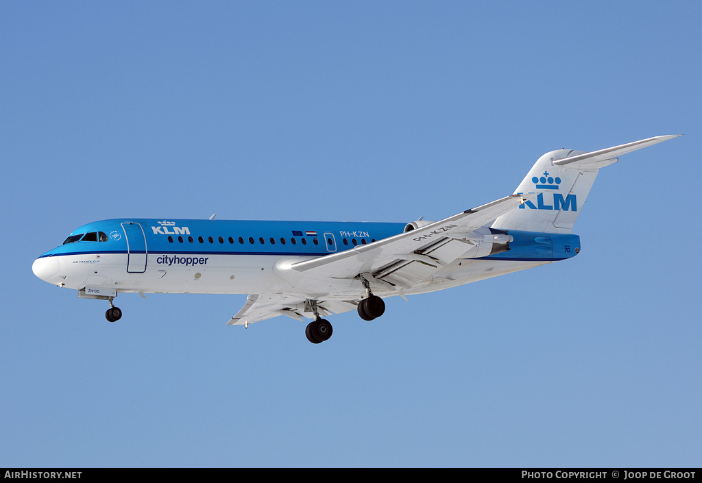 Aircraft Photo of PH-KZN | Fokker 70 (F28-0070) | KLM Cityhopper | AirHistory.net #59566