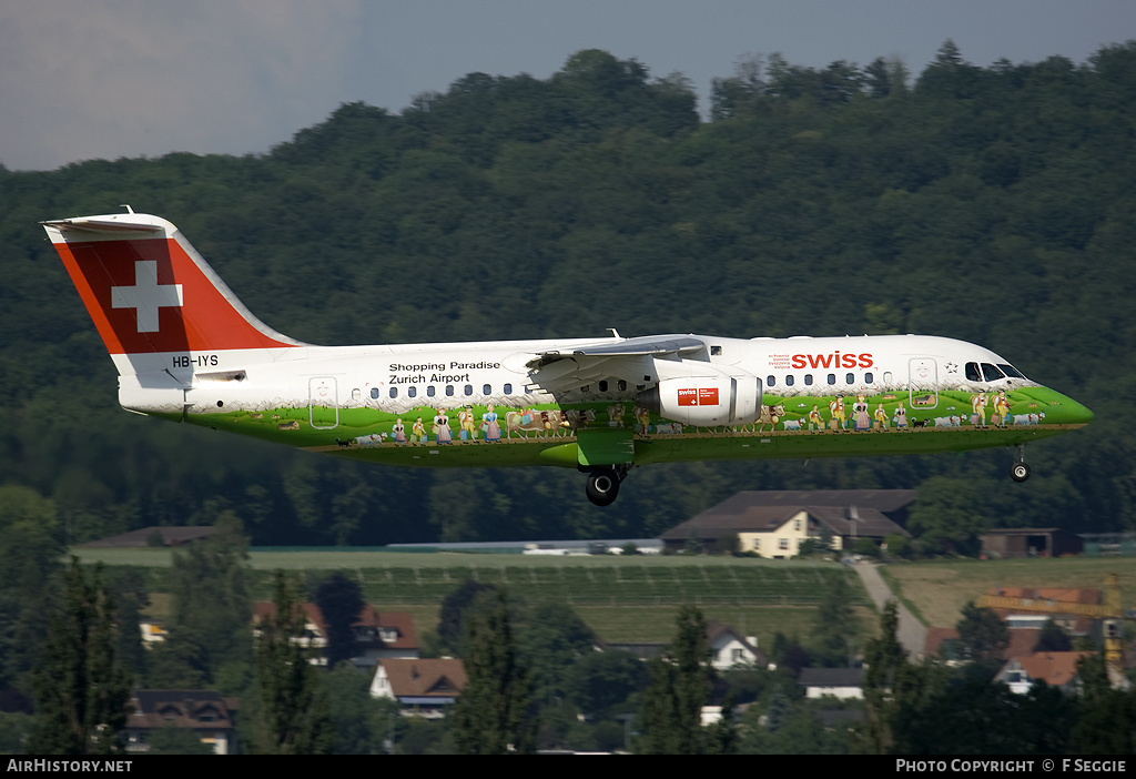 Aircraft Photo of HB-IYS | BAE Systems Avro 146-RJ100 | Swiss International Air Lines | AirHistory.net #59617