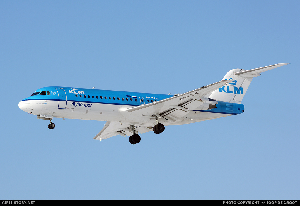 Aircraft Photo of PH-KZW | Fokker 70 (F28-0070) | KLM Cityhopper | AirHistory.net #59830