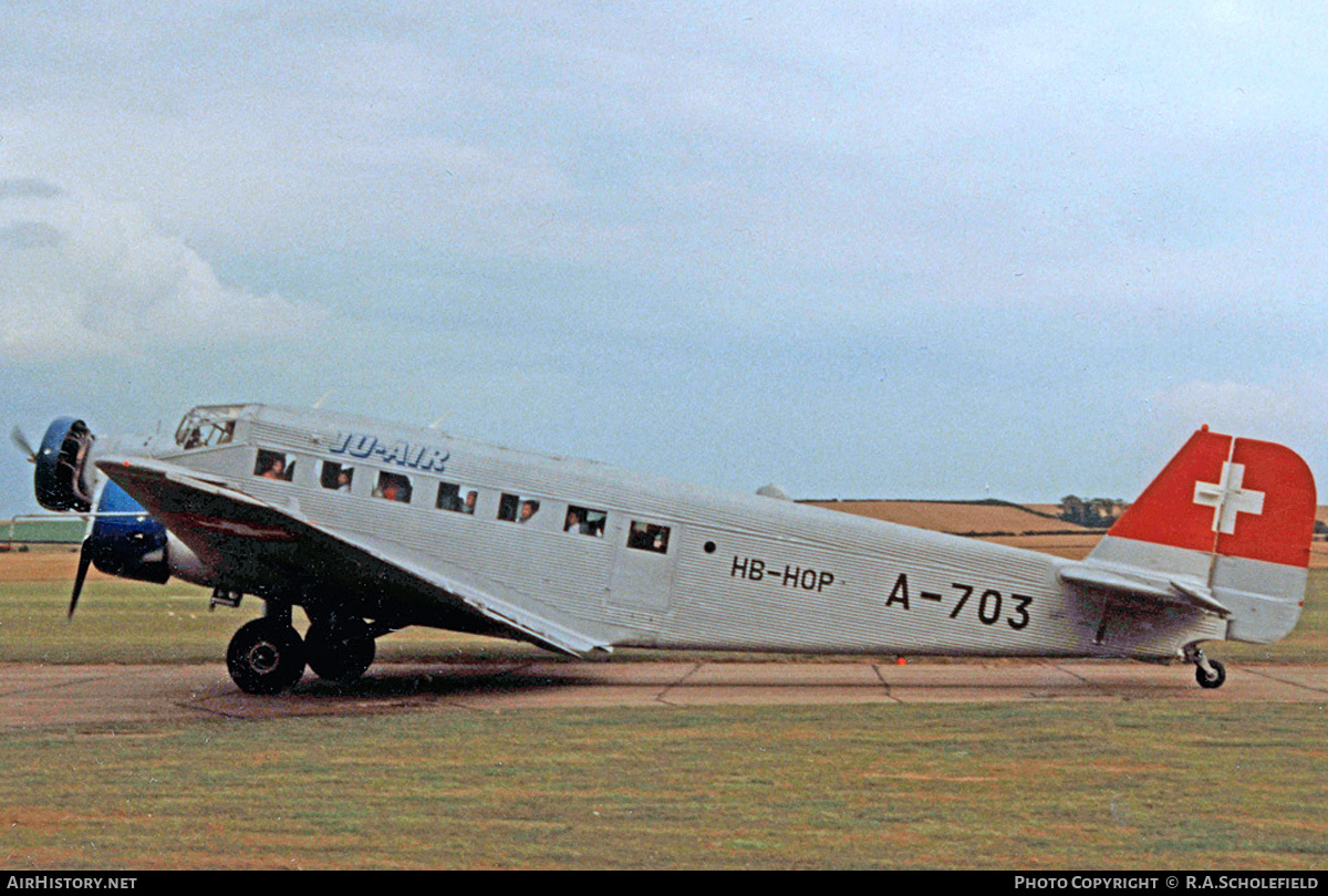 Aircraft Photo of HB-HOP / A-703 | Junkers Ju 52/3m g4e | Ju-Air | Switzerland - Air Force | AirHistory.net #59953
