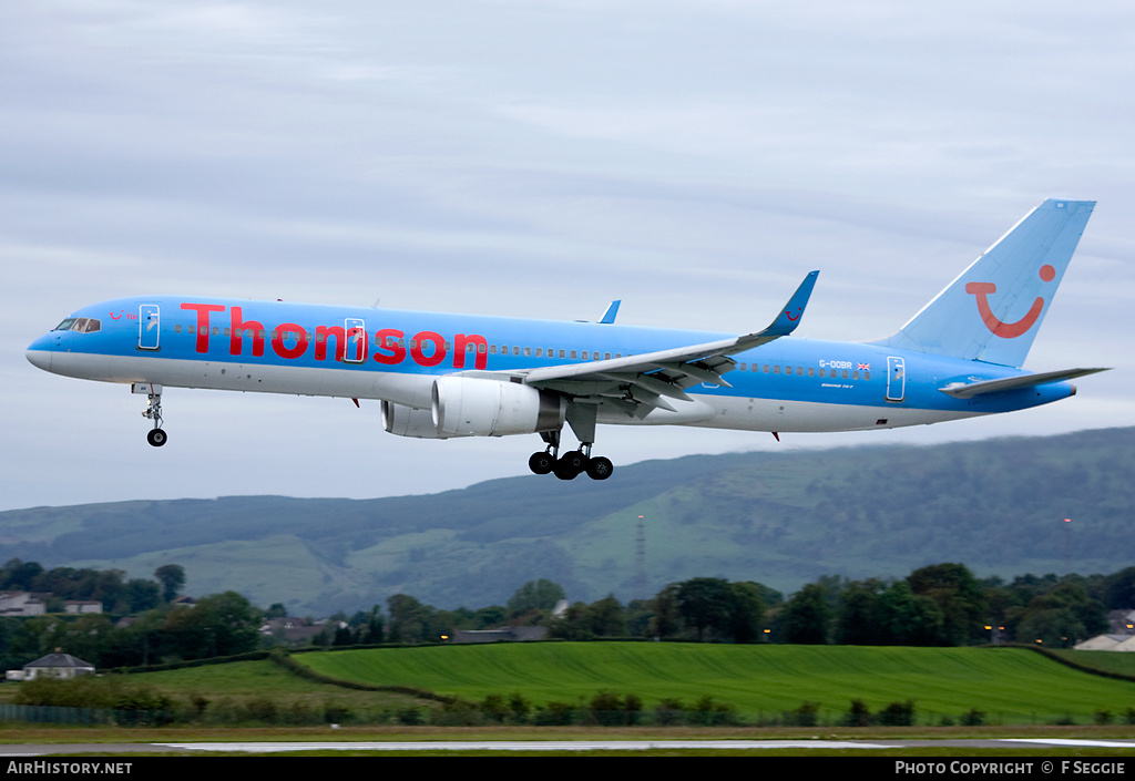 Aircraft Photo of G-OOBR | Boeing 757-204 | Thomson Airways | AirHistory.net #60631
