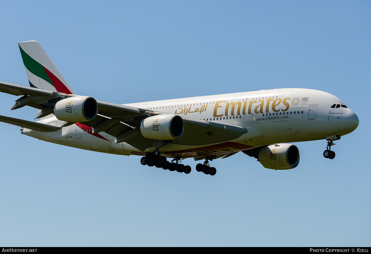 Aircraft Photo of A6-EEB | Airbus A380-861 | Emirates | AirHistory.net #60834