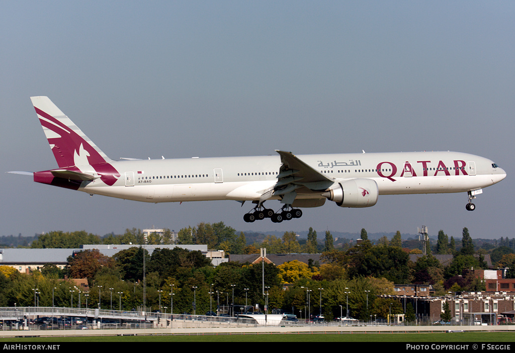 Aircraft Photo of A7-BAO | Boeing 777-3DZ/ER | Qatar Airways | AirHistory.net #61707