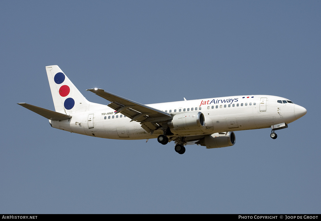 Aircraft Photo of YU-AND | Boeing 737-3H9 | Jat Airways | AirHistory.net #62353