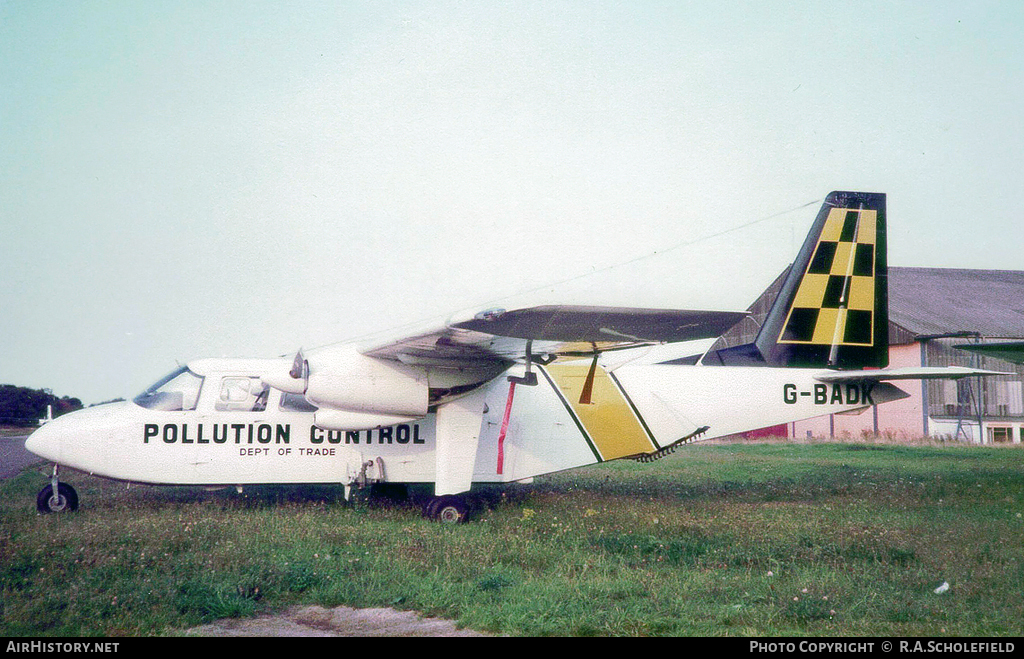 Aircraft Photo of G-BADK | Britten-Norman BN-2A-8 Islander | Department of Transport - Pollution Control | AirHistory.net #62875