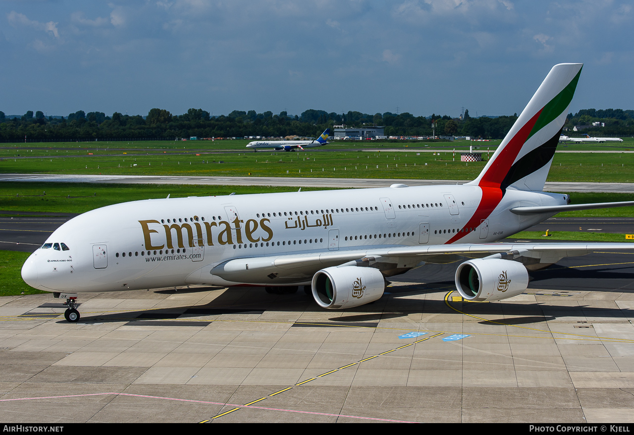 Aircraft Photo of A6-EUK | Airbus A380-861 | Emirates | AirHistory.net #63074
