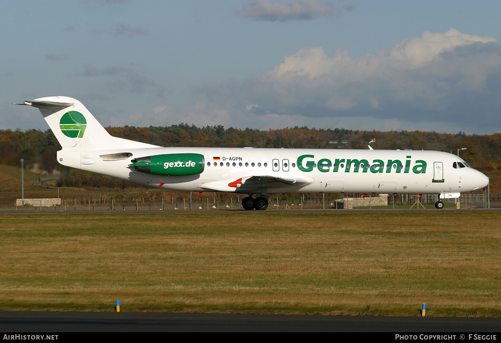 Aircraft Photo of D-AGPN | Fokker 100 (F28-0100) | Germania | AirHistory.net #63361