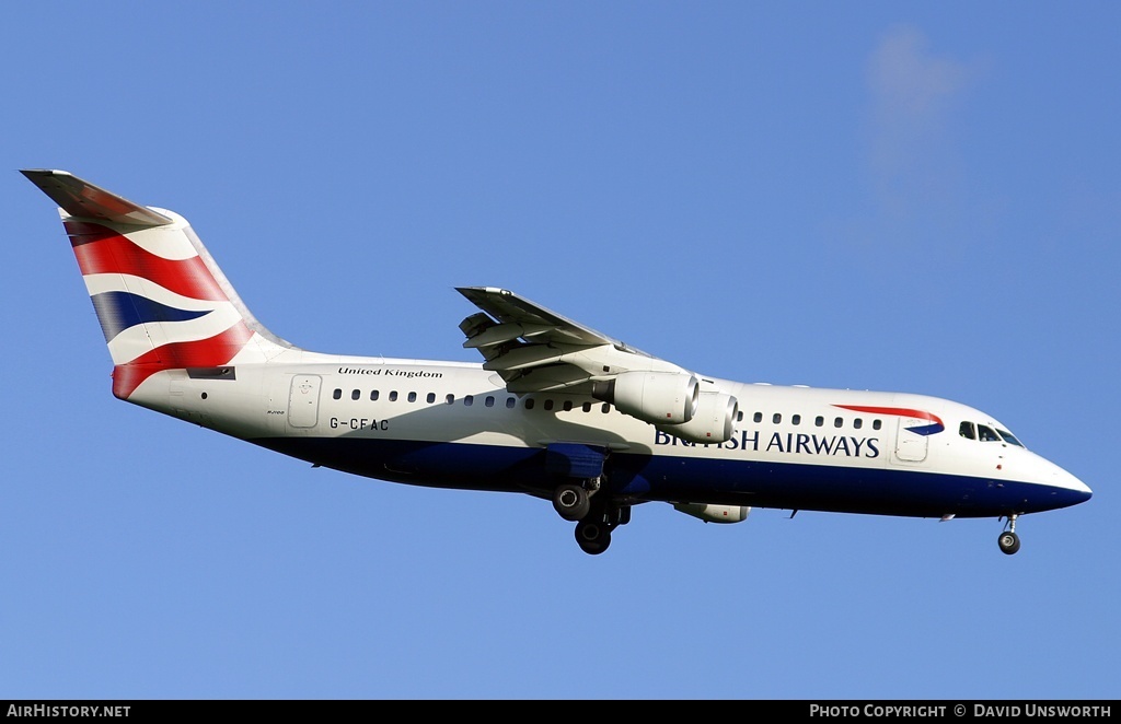 Aircraft Photo of G-CFAC | BAE Systems Avro 146-RJ100 | British Airways | AirHistory.net #64709